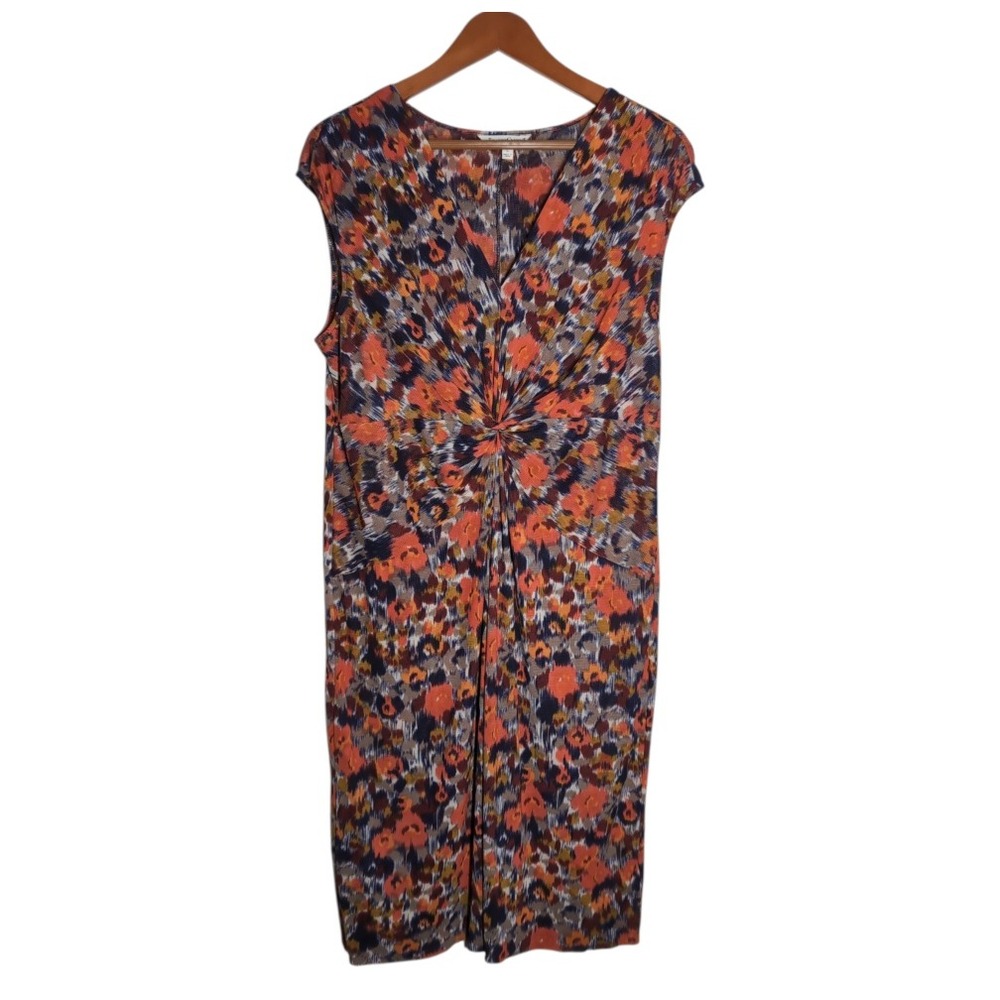 TravelSmith Floral Dress Women Size L Abstract Artsy Packable Vacation Casual
